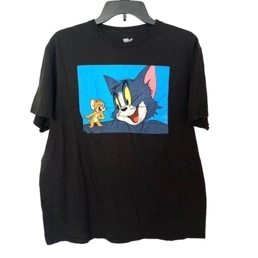 Vintage Disney Tom and Jerry Tee Top T-shirt Black Pink Size L